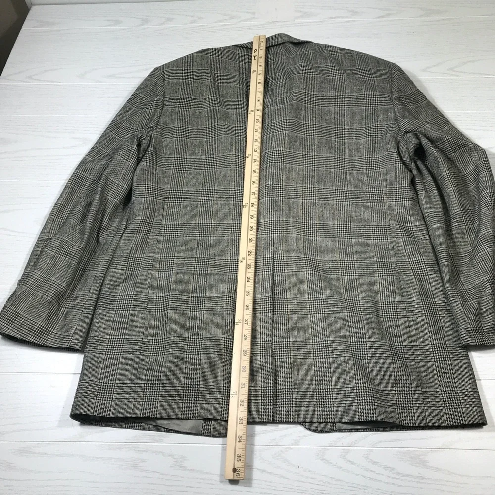 Vintage Bill Blass Silk Blazer Men 44R Houndstooth Checkered 2 Button Classic
